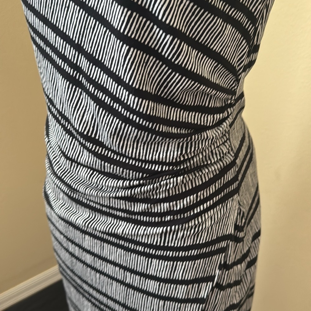 Loft Black and White Striped Dress SP Small Petite S - Picture 7 of 14